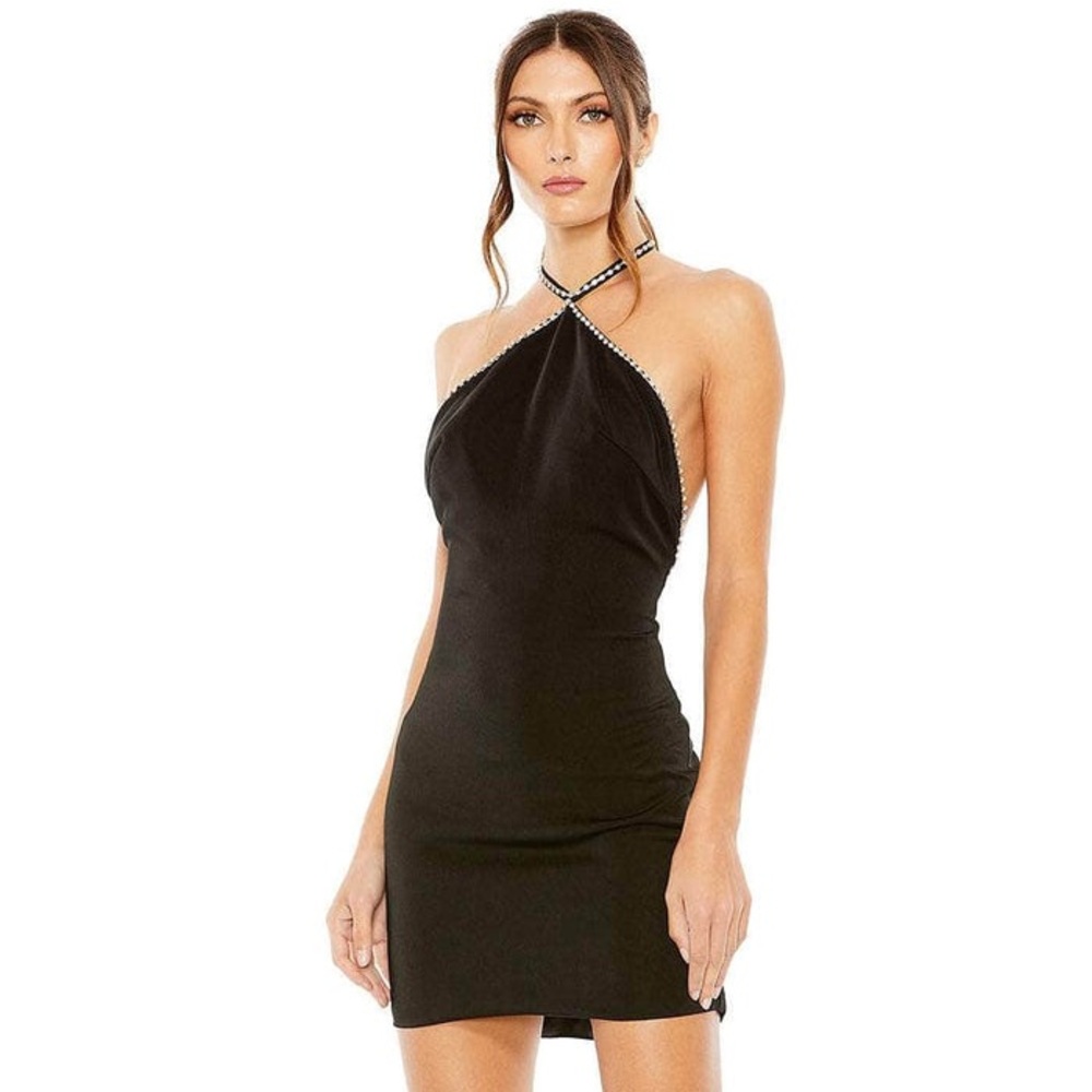 Leena Elegant Black Halter Dress